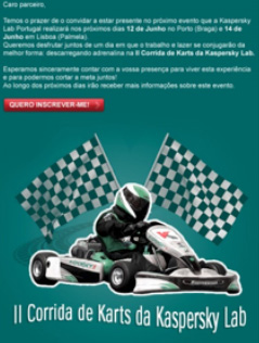 Invitación carrera de karts