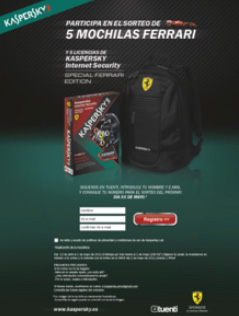 Landing promoción Kaspersky Ferrari Edition